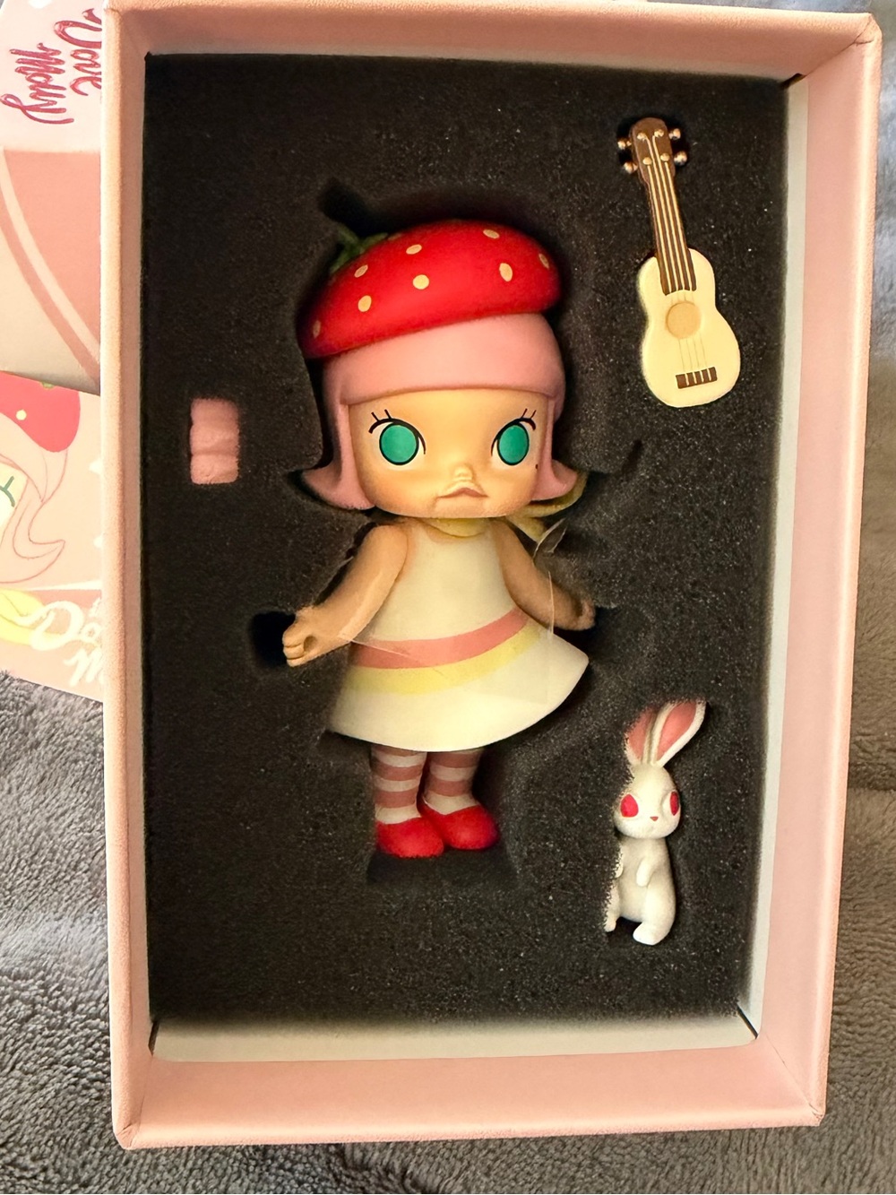Limited Edition Dove Molly strawberry in cute pink Gift Box. Open.